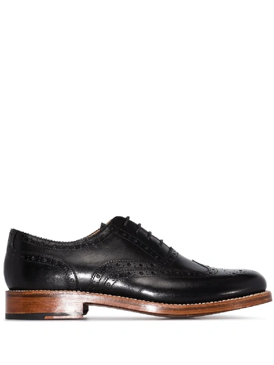 Grenson Black Rose Patent Leather Brogue Shoes