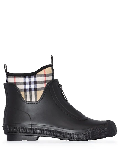 Burberry Flinton Check Waterproof Rain Boot In Black