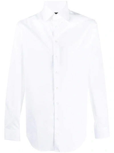 Giorgio Armani Official Store Plain-knit Stretch Cotton Icon Shirt In White