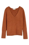 Treasure & Bond V-neck Sweater In Rust Leather