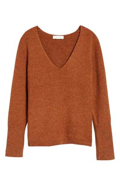 Treasure & Bond V-neck Sweater In Rust Leather