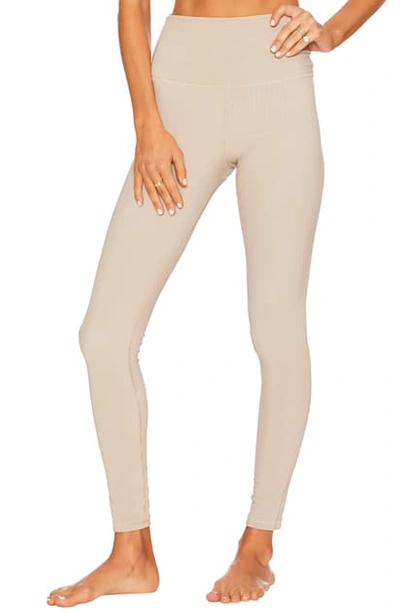 Beach Riot Ayla Ribbed High-waist Leggings In Tan