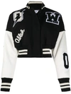 OFF-WHITE LOGO PATCHES CROPPED BOMBER JACKET