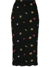 Off-white Embroidered-leaves Mid-length Skirt In Black