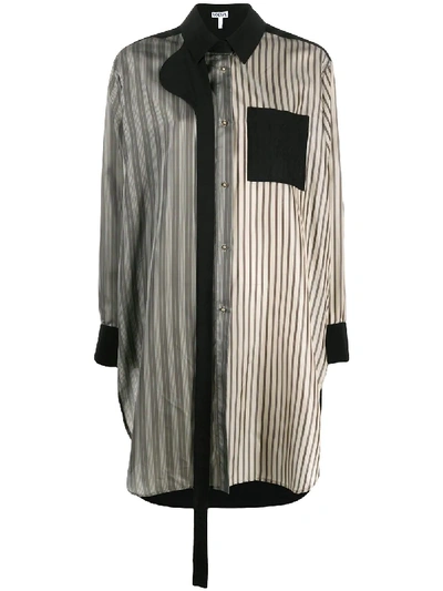 Loewe Patchwork Stripe Oversized Shirt In Black