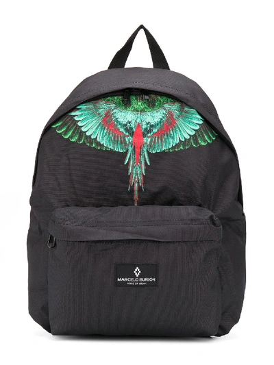 Marcelo Burlon County Of Milan Kids' Feather Print Backpack In Black