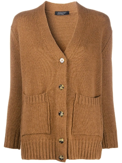 Aragona Rib-trimmed Cashmere Cardigan In Brown