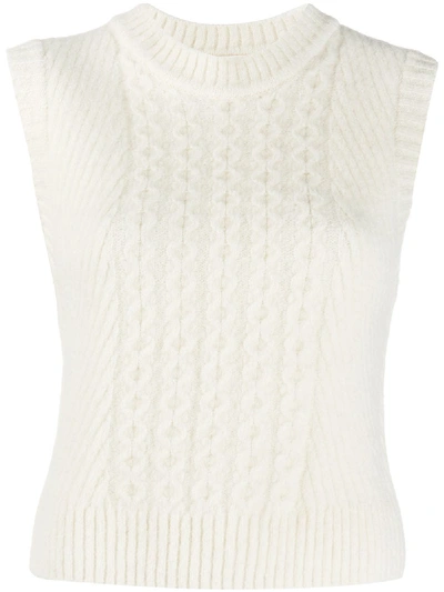 Low Classic Ribbed Knit Waistcoat In White
