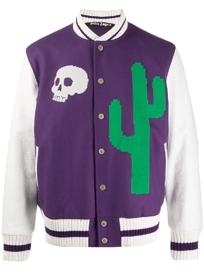 Palm Angels Graphic-pattern Sports Jacket In Purple