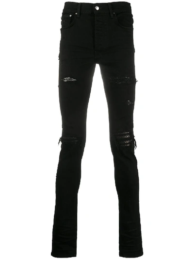 Amiri Distressed Skinny-fit Jeans In Black