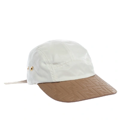 Pre-owned Fendi Cream & Brown Zucca Embossed Baseball Cap ( One Size )