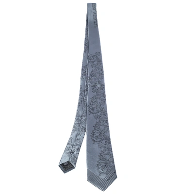 Pre-owned Versace Grey Baroque Patterned Jacquard Silk Tie