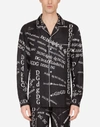 DOLCE & GABBANA SILK PAJAMA SHIRT WITH LETTERING PRINT