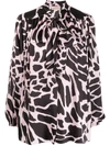 ALEXANDRE VAUTHIER SHATTER-PRINT PUSSY BOW BLOUSE