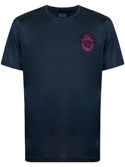 Billionaire Crest-embroidered V-neck T-shirt In Blue