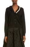 SIMONE ROCHA EMBELLISHED NECK WOOL & SILK CARDIGAN,CMK 8B 0630