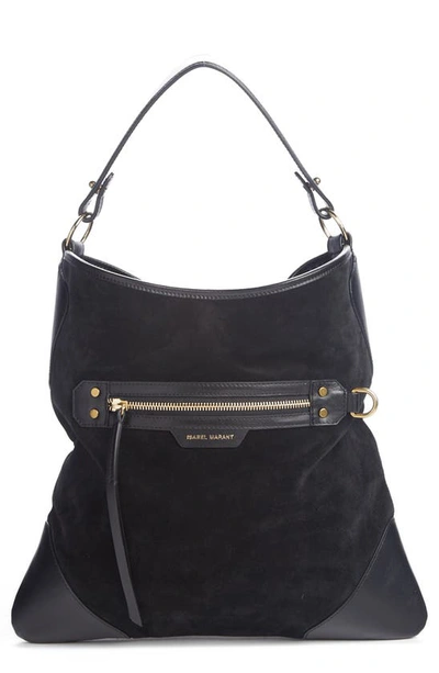 Isabel Marant Amuko Suede & Leather Hobo Bag In Black