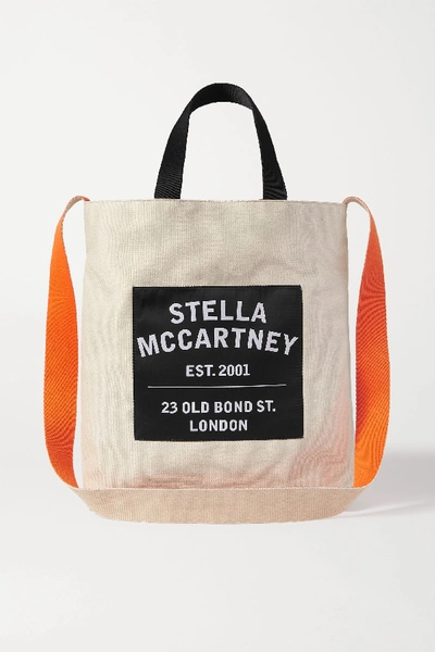 Stella Mccartney Off-white Logo Canvas Tote In Multi