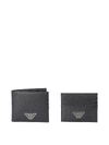 EMPORIO ARMANI FAUX LEATHER WALLET WITH MATCHING CARD HOLDER IN BLACK