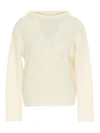 Dondup Pointelle-knit Wool Blend Sweater In White In White