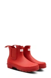 Hunter 'original' Waterproof Chelsea Rain Boot In Military Red/ Red