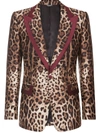 DOLCE & GABBANA LEOPARD-PRINT SINGLE-BREASTED SILK BLAZER