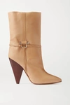 Isabel Marant Lunder Leather Ankle Boots In Beige