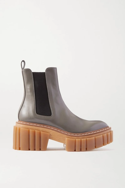 Stella Mccartney Emilie Vegetarian Leather Platform Chelsea Boots In Grey