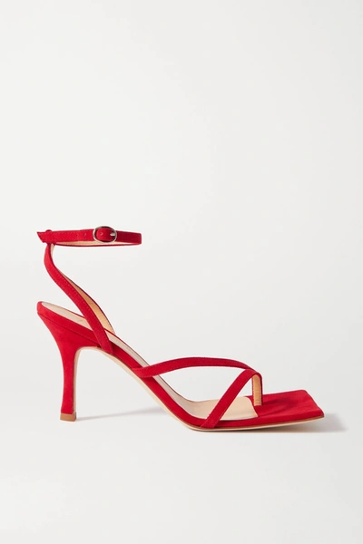 A.w.a.k.e. Women's Delta Asymmetric Square-toe Suede Sandals In Red