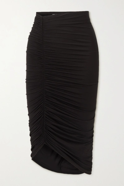 Alix Nyc Langston Asymmetric Ruched Stretch-jersey Skirt In Black