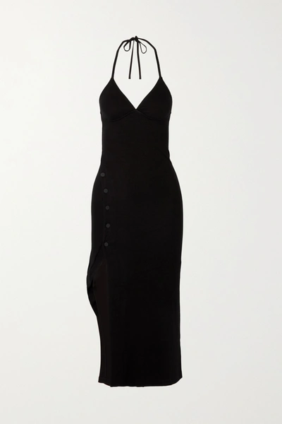 Alix Nyc Pierce Ribbed Stretch-modal Jersey Halterneck Midi Dress In Black