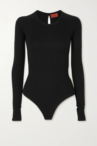 Alix Nyc Coles Cutout Twist-back Ribbed Stretch-modal Jersey Bodysuit In Black