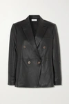 VINCE DOUBLE-BREASTED LEATHER BLAZER