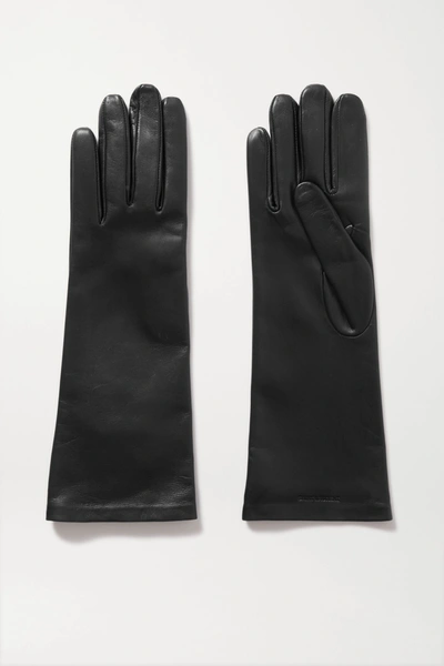 Saint Laurent Logo-debossed 5-finger Gloves In Black