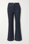 FENDI QUILTED SILK SATIN-TRIMMED HIGH-RISE STRAIGHT-LEG JEANS