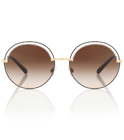 Dolce & Gabbana Cut-out Detail Round Sunglasses In Brown