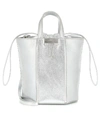 OFF-WHITE SMALL METALLIC LEATHER BUCKET BAG,P00506957