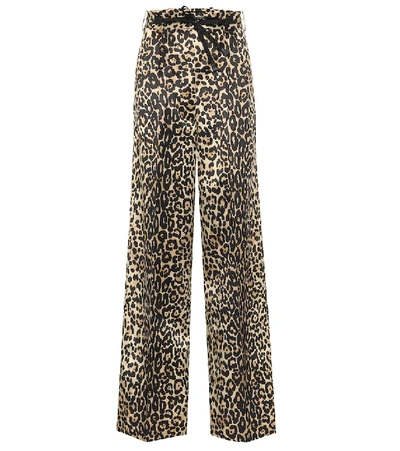 Tom Ford Leopard-print Cotton And Silk Pants In Brown