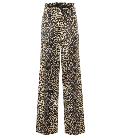 Tom Ford Leopard-print Cotton And Silk Pants In Black Beige