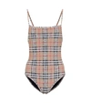 Burberry Vintage Check Swimsuit In Beige