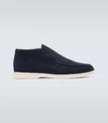 Loro Piana Polacchino Suede Slip-on Chukka Boots In Blue