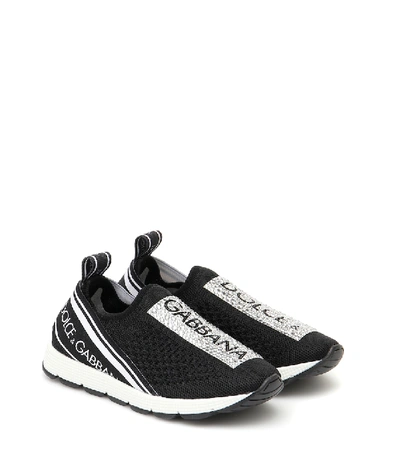 Dolce & Gabbana Kids' Sorrento Logo Slip-on Sneakers In Black