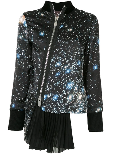 Sacai Space-print Asymmetric Blouse In Black