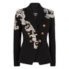 BALMAIN BLACK EMBELLISHED WOOL BLAZER,3903810