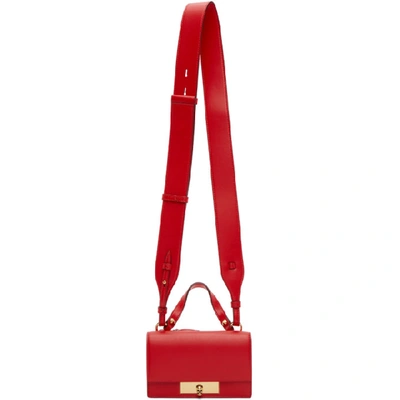 Alexander Mcqueen Small Skull Lock Leather Top Handle Bag In Red