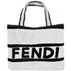 FENDI FENDI WHITE AND BLACK CONVERTIBLE TOWEL TOTE