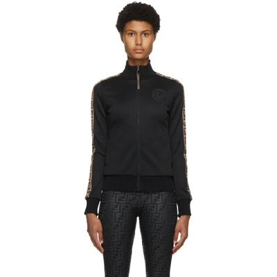 Fendi Ff Taped Sleeve Track Jacket In Black,gold