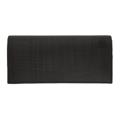 Loewe Logo Leather Long Horizontal Wallet In 1100 Black