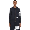 Thom Browne Navy Classic Loopback Stripe Zip-up Hoodie In 461 Navy