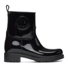 Moncler Logo-detail Patent-leather Ankle Boots In 996 Black